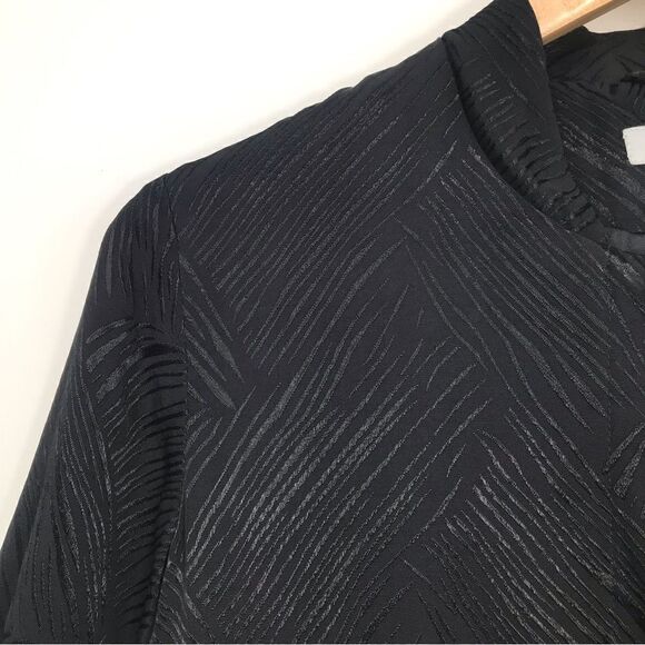 H&M Black Silky Textured Linear Print Bomber Jacket - Picture 12 of 16